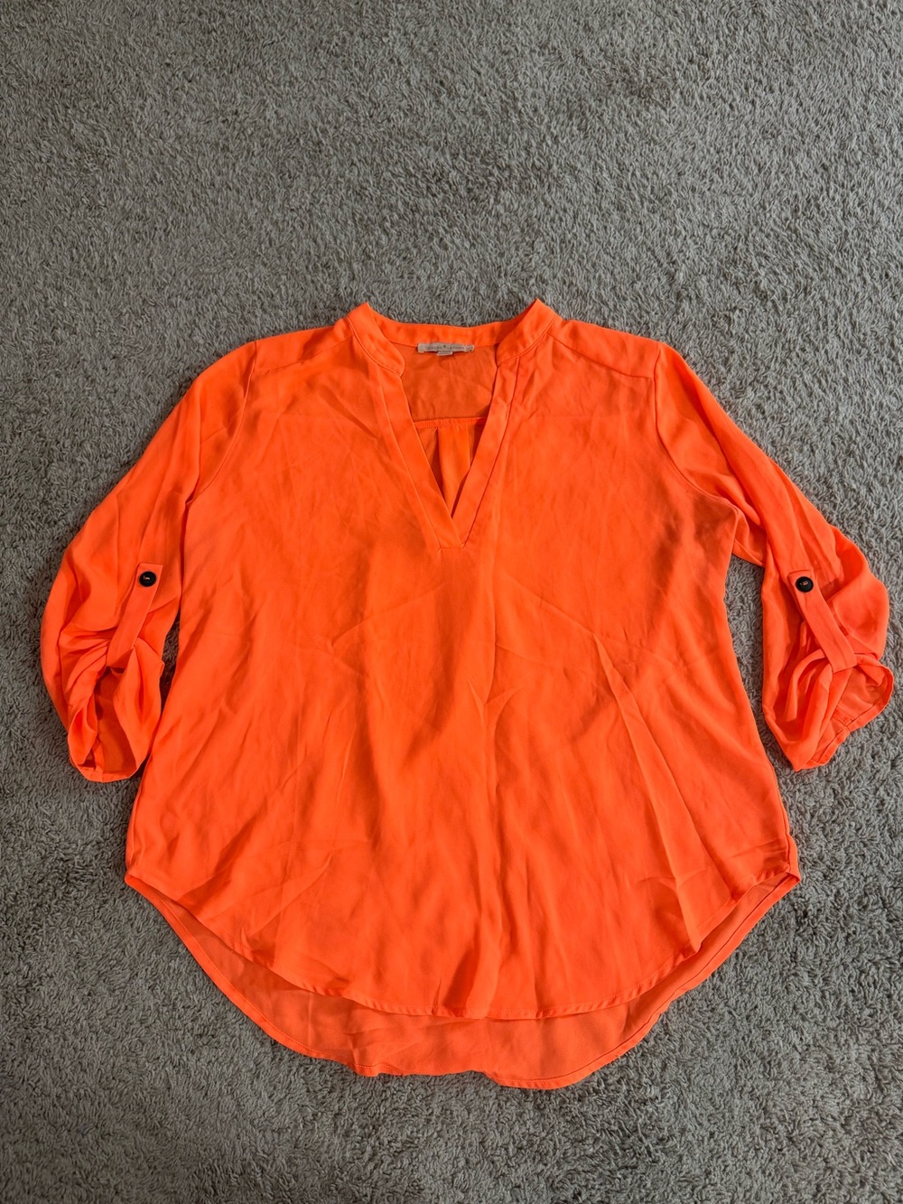 Gibson latimer Neon Orange V-Neck Roll-Tab Tunic